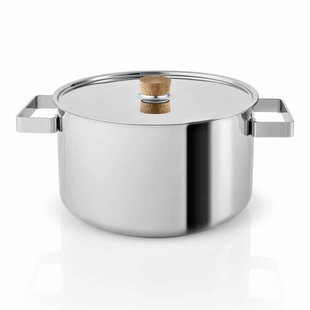 Eva Solo Nordic kitchen pot, cooking pot, universal pot, soup pot, meat pot, cooking, stainless steel, oak, 6 L, 281260