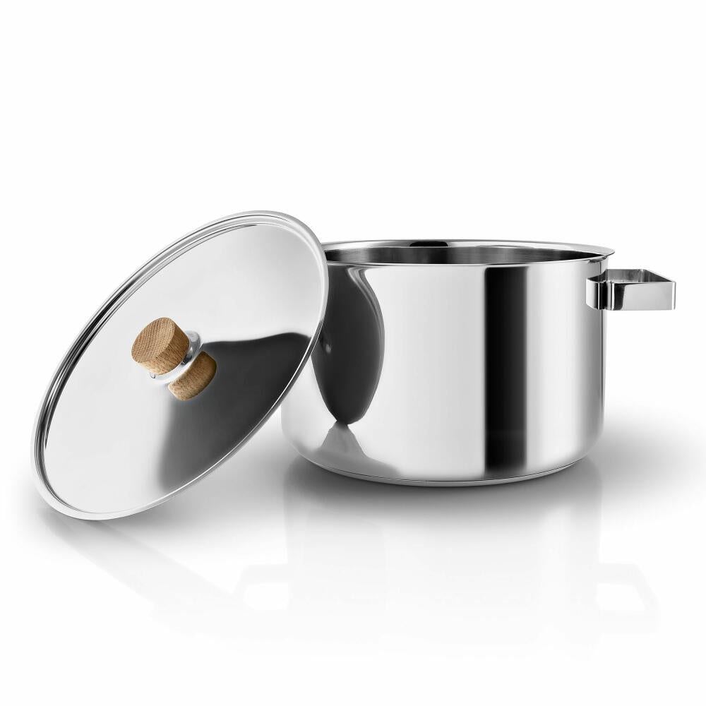 Eva Solo Nordic kitchen pot, cooking pot, universal pot, soup pot, meat pot, cooking, stainless steel, oak, 6 L, 281260
