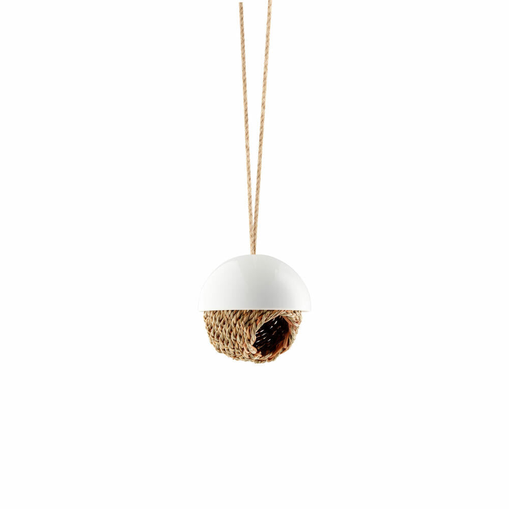 Eva Solo Vogel-Shelter, Vogelhaus, Vogelschutz, Nest, Draußen, Nistplatz, Porzellan/Binsengeflecht, Weiß, Ø 13 cm, 571018