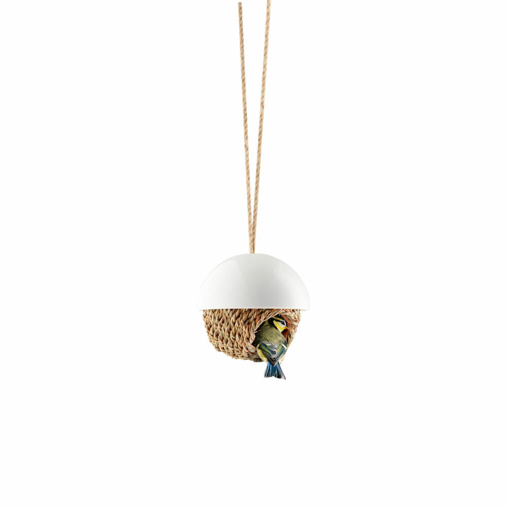 Eva Solo Vogel-Shelter, Vogelhaus, Vogelschutz, Nest, Draußen, Nistplatz, Porzellan/Binsengeflecht, Weiß, Ø 13 cm, 571018