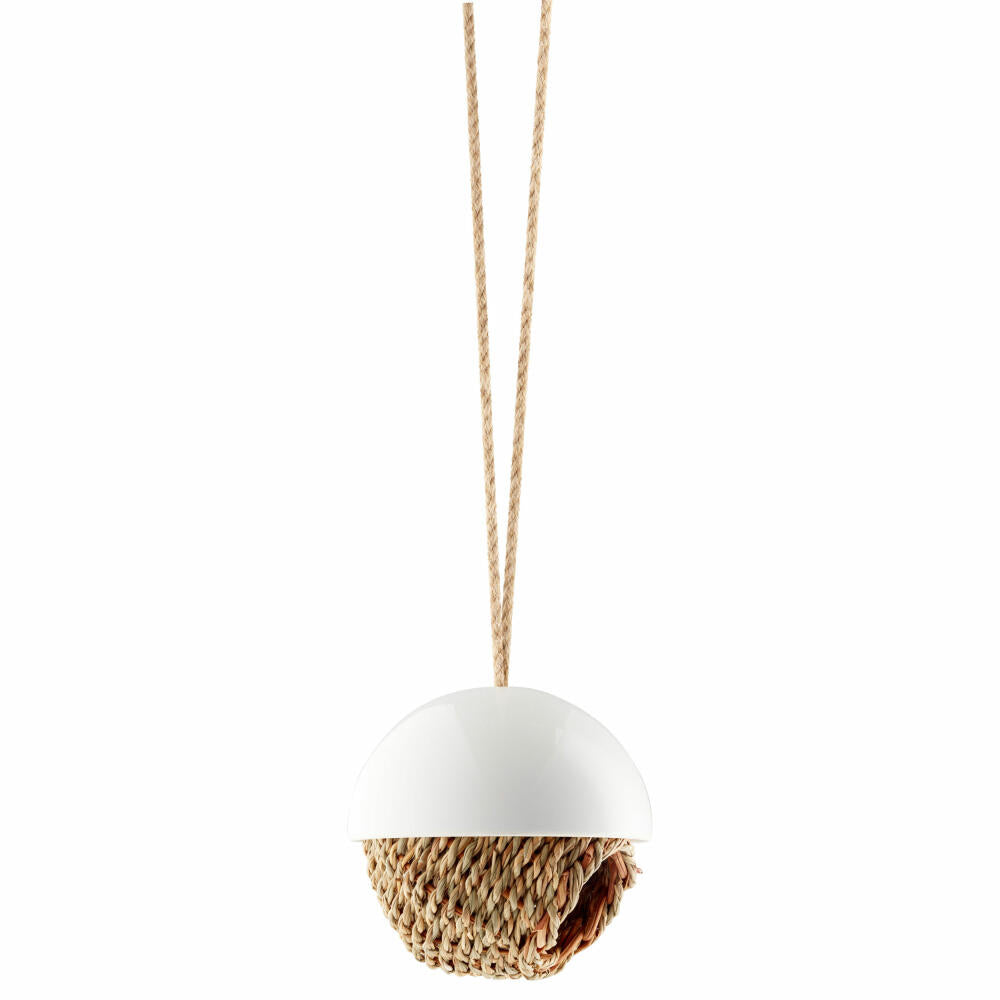 Eva Solo Vogel-Shelter, Vogelhaus, Vogelschutz, Nest, Draußen, Nistplatz, Porzellan/Binsengeflecht, Weiß, Ø 13 cm, 571018