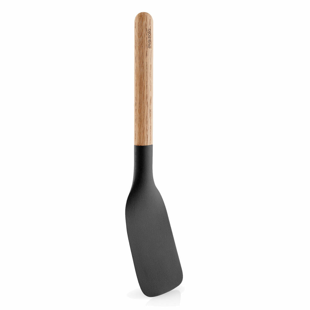 Eva Solo Nordic kitchen spatula, spatula, turner, cooking, accessories, oak wood/silicone, black, L 28 cm, 530457