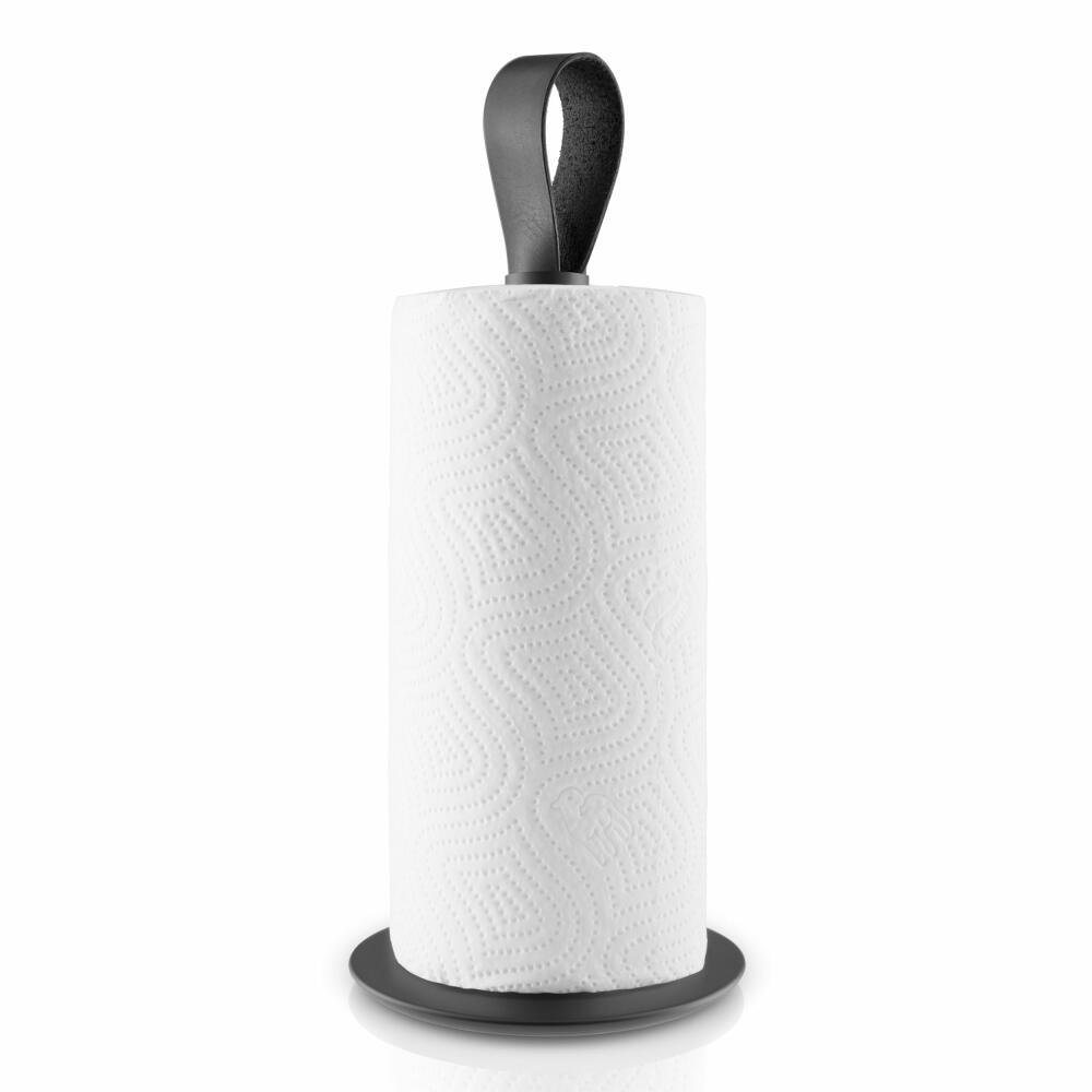 Eva Solo Küchenrollenhalter, Küchenpapierhalter, Rollenhalter, Papierhalter, Gummi/Edelstahl/Leder, Schwarz, H: 31.5 cm, 520417