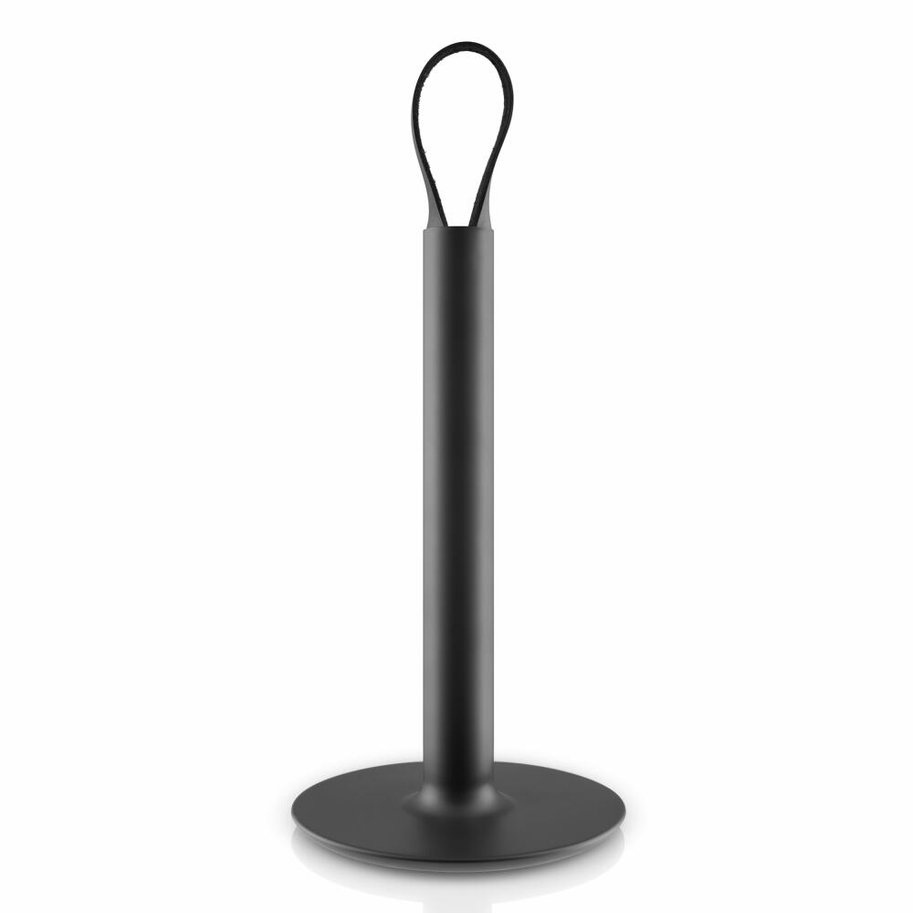 Eva Solo Küchenrollenhalter, Küchenpapierhalter, Rollenhalter, Papierhalter, Gummi/Edelstahl/Leder, Schwarz, H: 31.5 cm, 520417