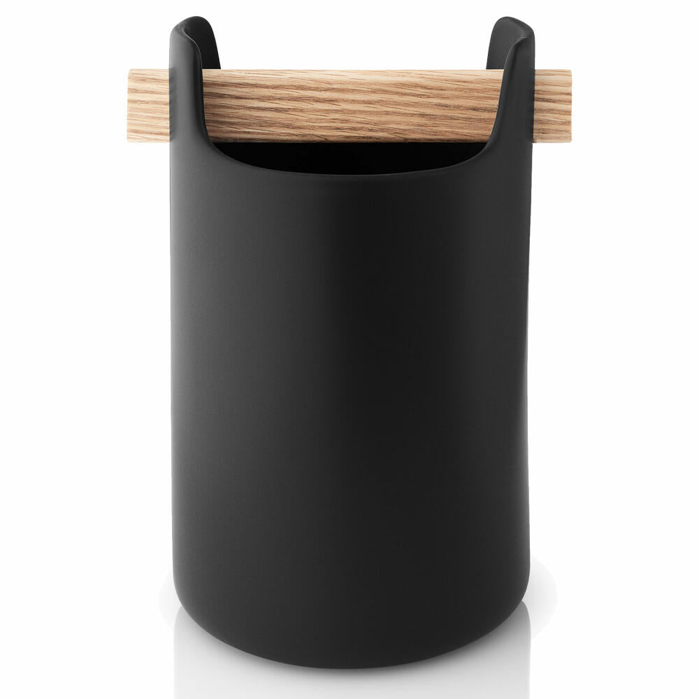 Eva Solo Toolbox storage container, storage box, coffee can, sugar bowl, oak/ceramic, black, H 15 cm, 520425