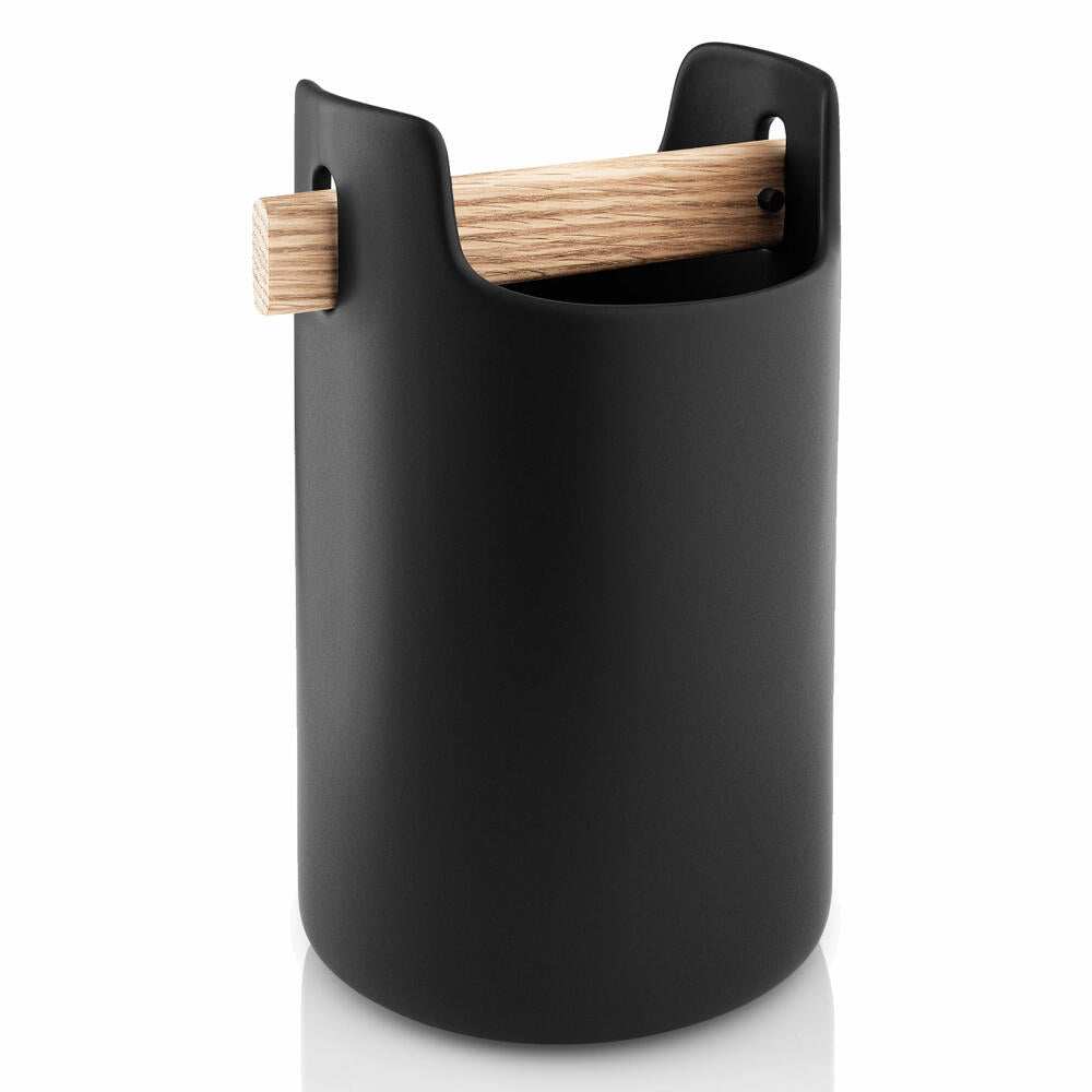 Eva Solo Toolbox storage container, storage box, coffee can, sugar bowl, oak/ceramic, black, H 15 cm, 520425