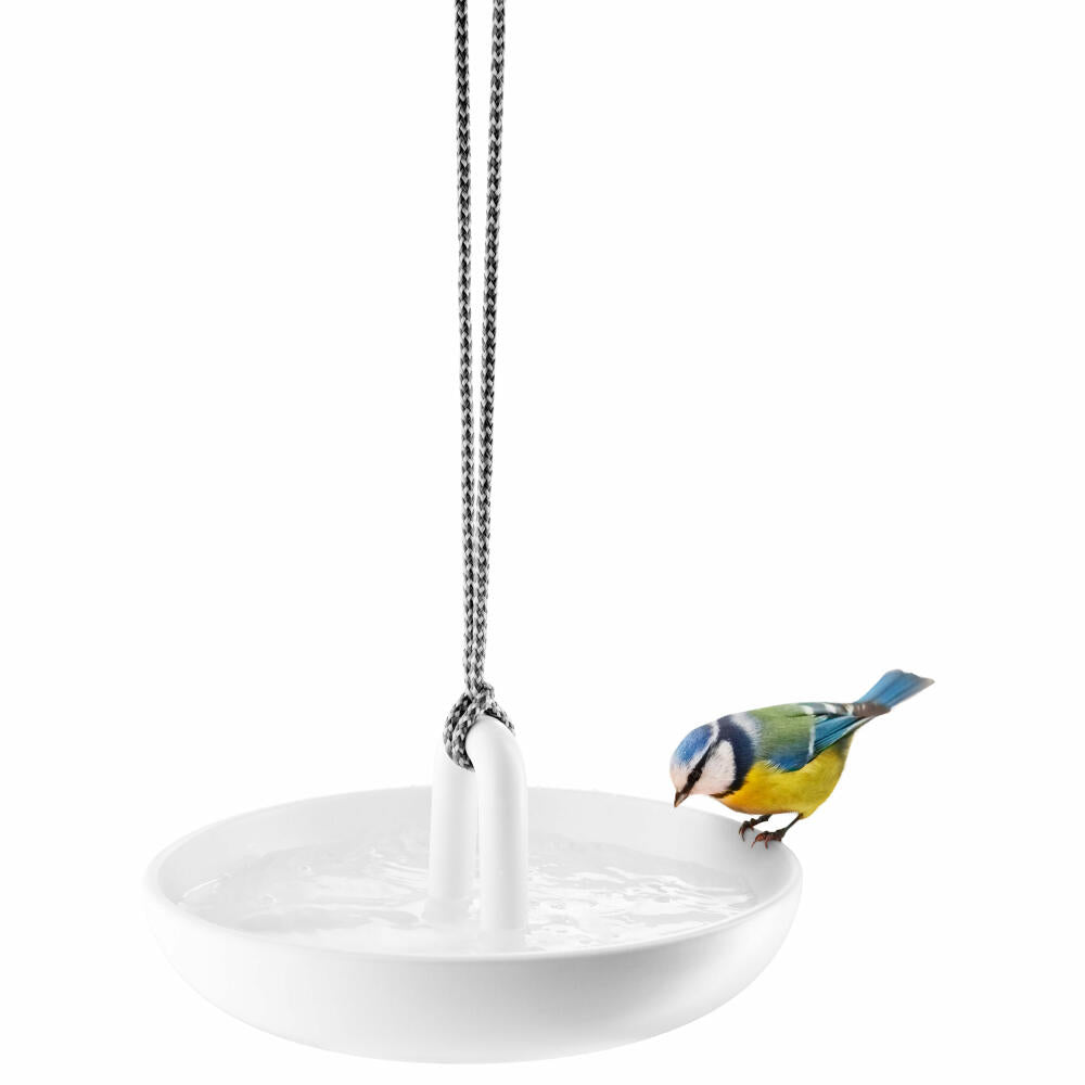 Eva Solo Hanging Bird Bath, Bird Bath, Water Bath, Ceramic/Nylon Cord, White, Ø 25 cm, 571007