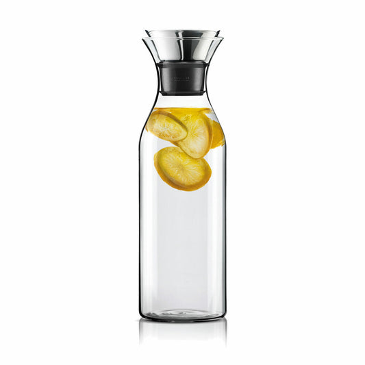 Eva Solo Kühlschrankkaraffe, Glaskaraffe, Karaffe, Kanne, Wasserkaraffe, Saftkaraffe, Glas/ Edelstahl/ Silikon, 1.4 L, 568015