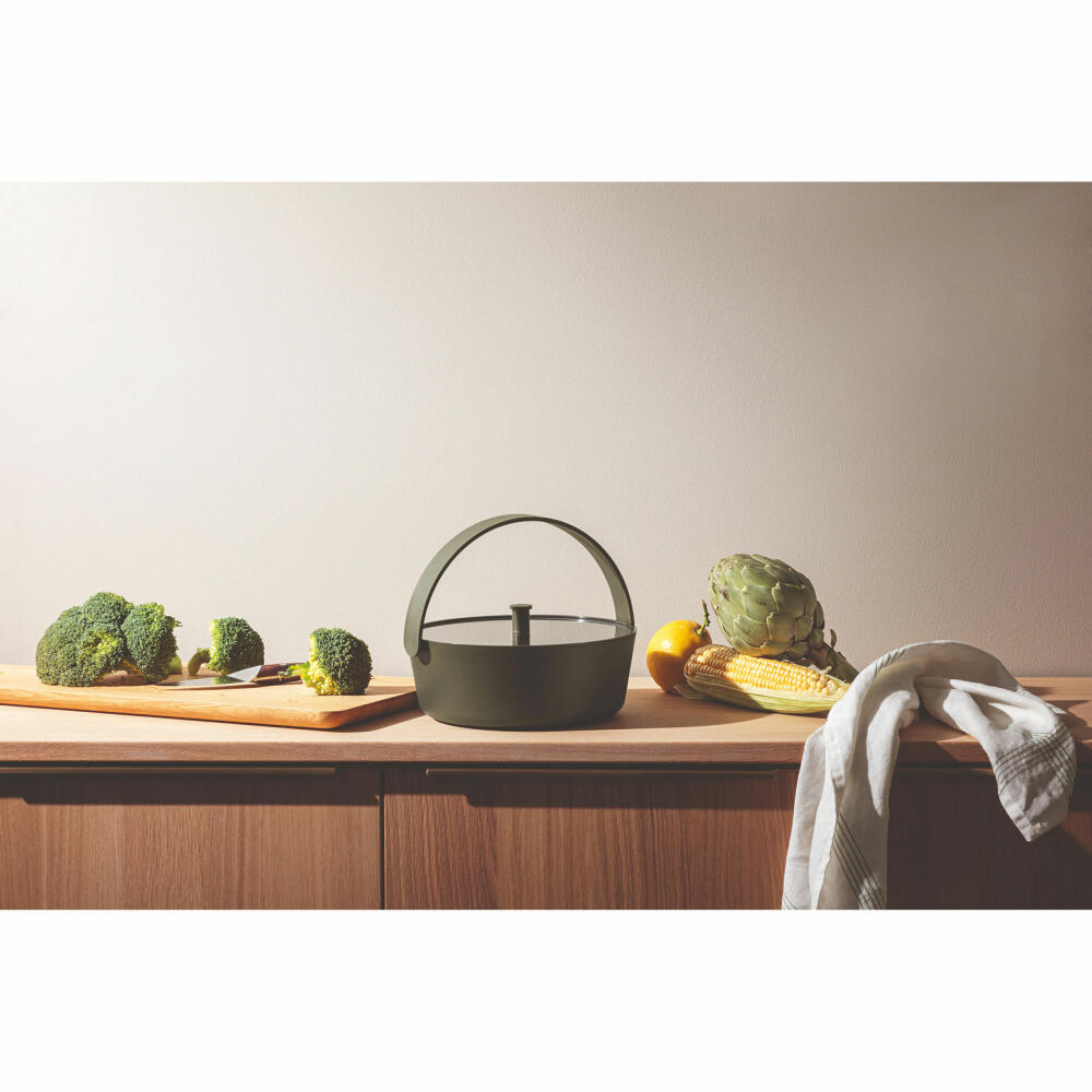 Eva Solo Mikrowellendämpfer Green Tool, Dampfgarer, Dämpfer für Mikrowelle, Glas, Kunststoff, Dunkelgrün, 2 L, 531413