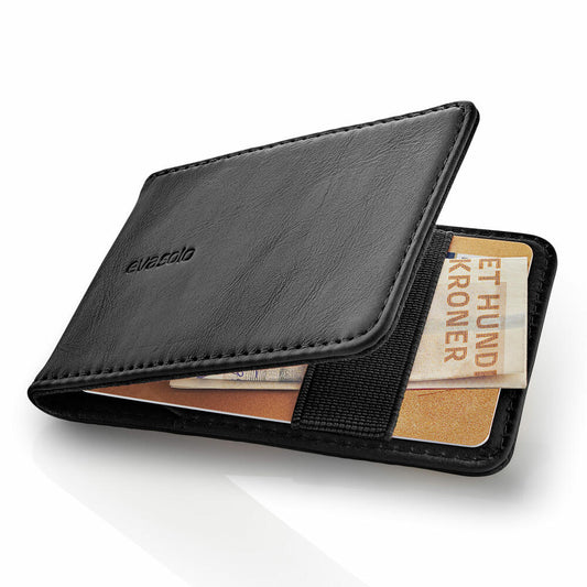 Eva Solo Card Wallet Black, Wallet, Purse, Leather, Elastic Band, Black, 19.6 x 6 cm, 549011