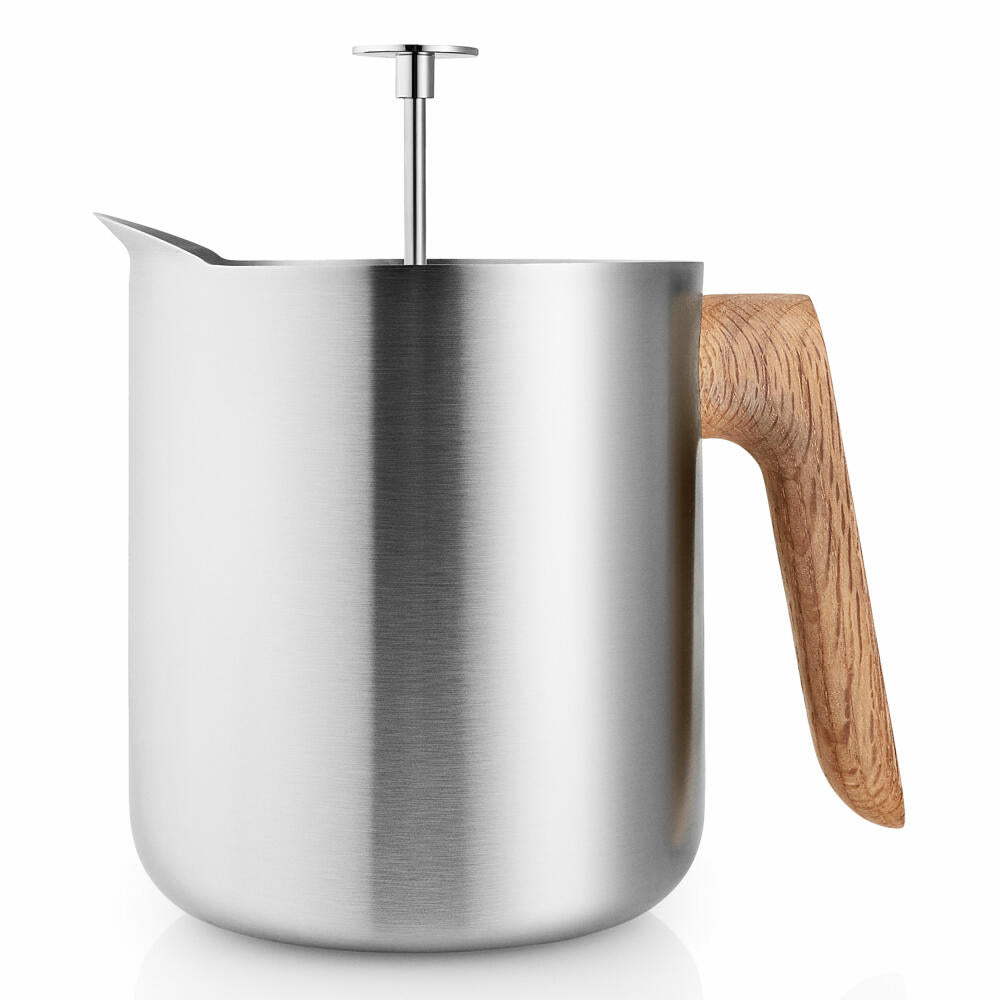 Eva Solo stamp teapot Nordic Kitchen, teapot, pot, stainless steel, oak wood, silicone, silver-colored, 1 L, 520432