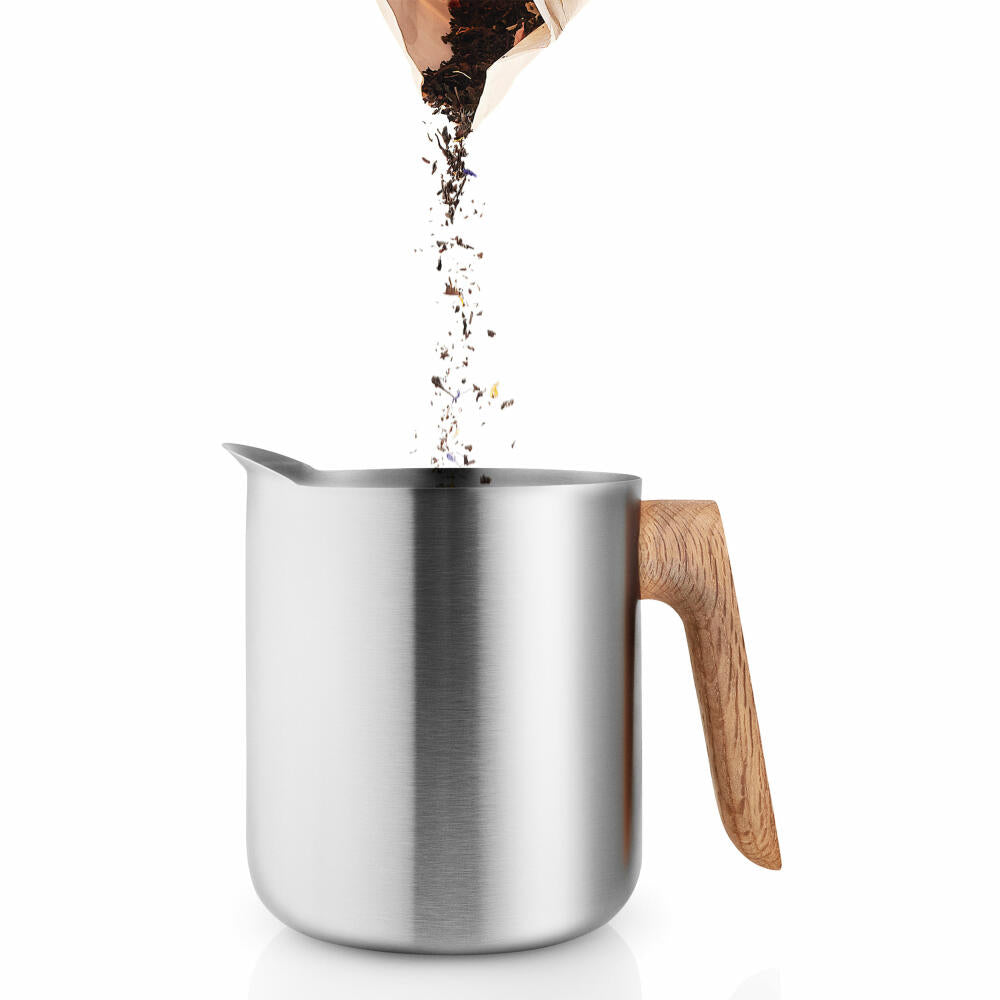 Eva Solo stamp teapot Nordic Kitchen, teapot, pot, stainless steel, oak wood, silicone, silver-colored, 1 L, 520432