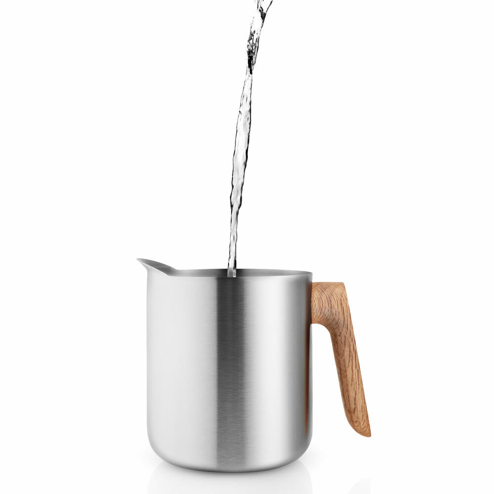 Eva Solo stamp teapot Nordic Kitchen, teapot, pot, stainless steel, oak wood, silicone, silver-colored, 1 L, 520432
