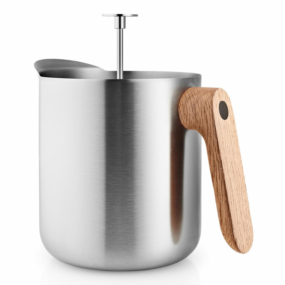 Eva Solo stamp teapot Nordic Kitchen, teapot, pot, stainless steel, oak wood, silicone, silver-colored, 1 L, 520432