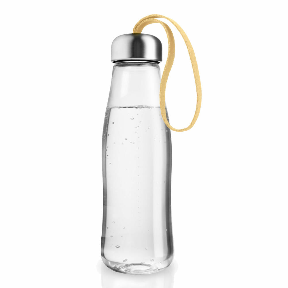 Eva Solo Glastrinkflasche Lemon, Wasserflasche, Trinkflasche, Edelstahl, Kunststoff, Nylon, Gelb, 500 ml, 575044