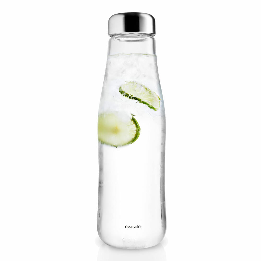 Eva Solo Glaskaraffe, Wasserkaraffe, Krug, Borosilikatglas, Edelstahl, Transparent, 1.3 L, 557475