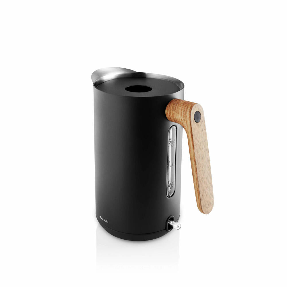 Eva Solo Wasserkocher Nordic Kitchen Black, Wasserkessel, Wasser Kocher, Kunststoff, Eichenholz, Edelstahl, Schwarz, 1.5 L, 502741