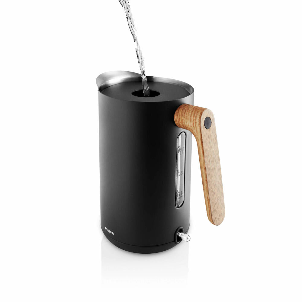 Eva Solo Wasserkocher Nordic Kitchen Black, Wasserkessel, Wasser Kocher, Kunststoff, Eichenholz, Edelstahl, Schwarz, 1.5 L, 502741
