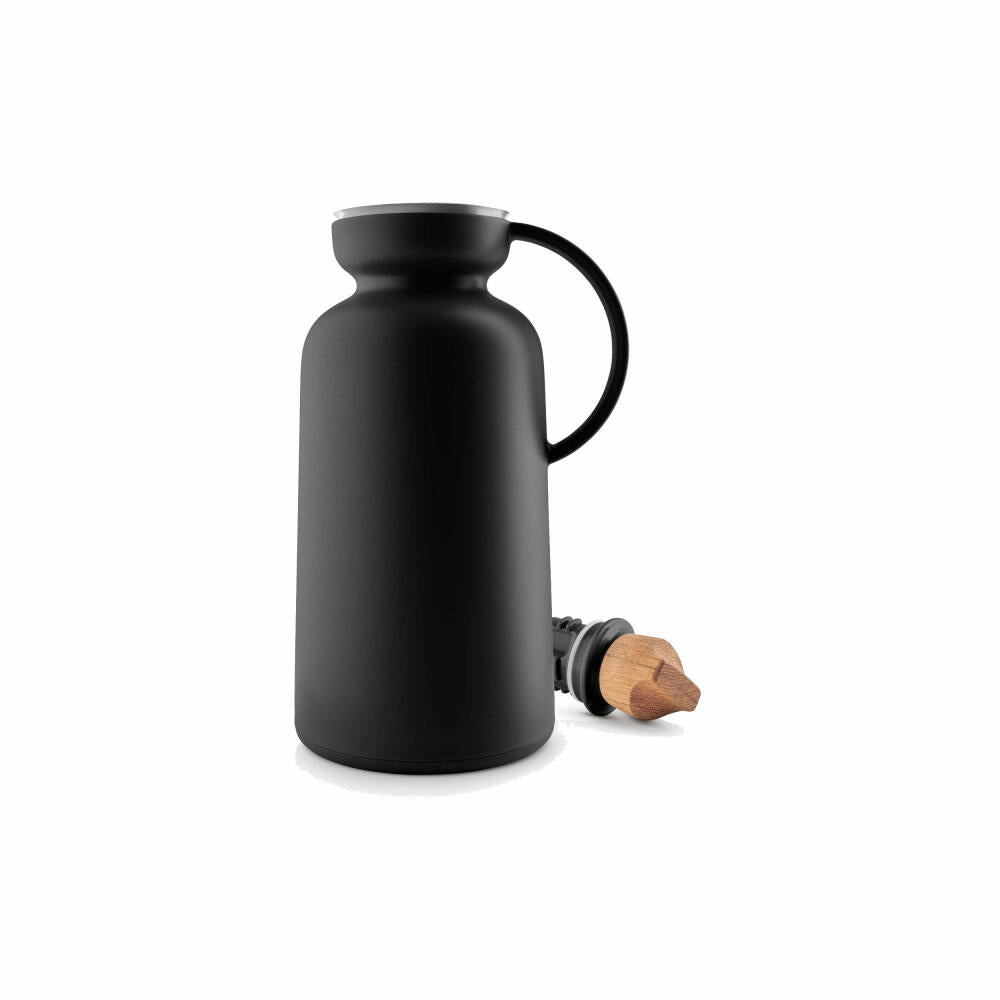 Eva Solo Karaffe Silhouette, Wasserkaraffe mit Deckel, Edelstahl, Kunststoff, Silikon, Eichenholz, Schwarz, 1 L, 502870