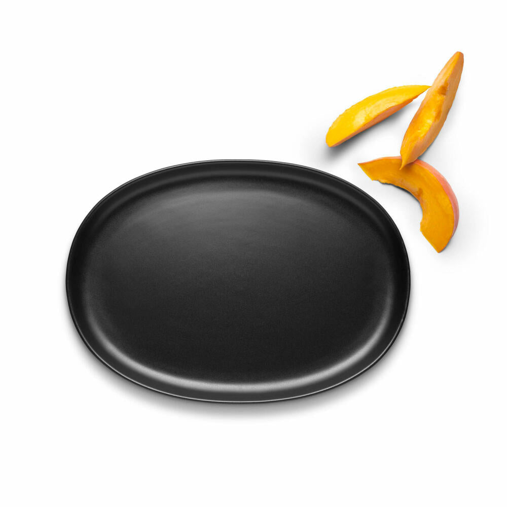 Eva Solo Teller Nordic Kitchen Oval, Servierteller, Servierplatte, Platte, Steinzeug, Schwarz, 31 cm, 502765