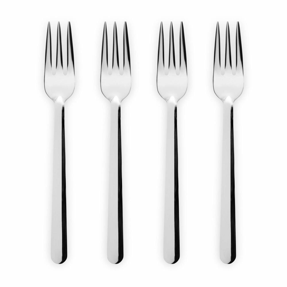 Eva Solo Kuchengabeln Nova 4er Set, Dessertgabeln, Gabel, Besteck, Edelstahl, Silberfarben, 14.5 cm, 551793
