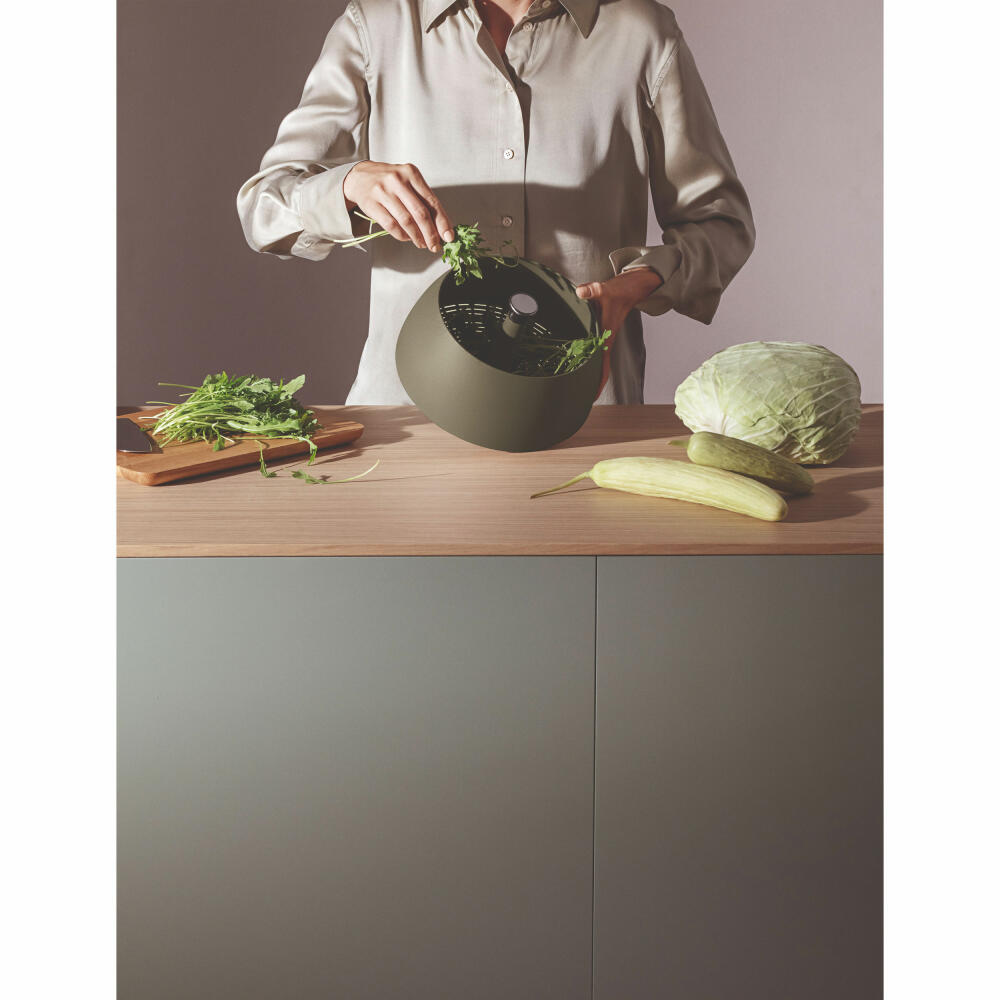 Eva Solo Salad Spinner-Cutter Green Tool, Salad Dryer, Spinner, Stainless Steel, Plastic, Green, 24 cm, 531516