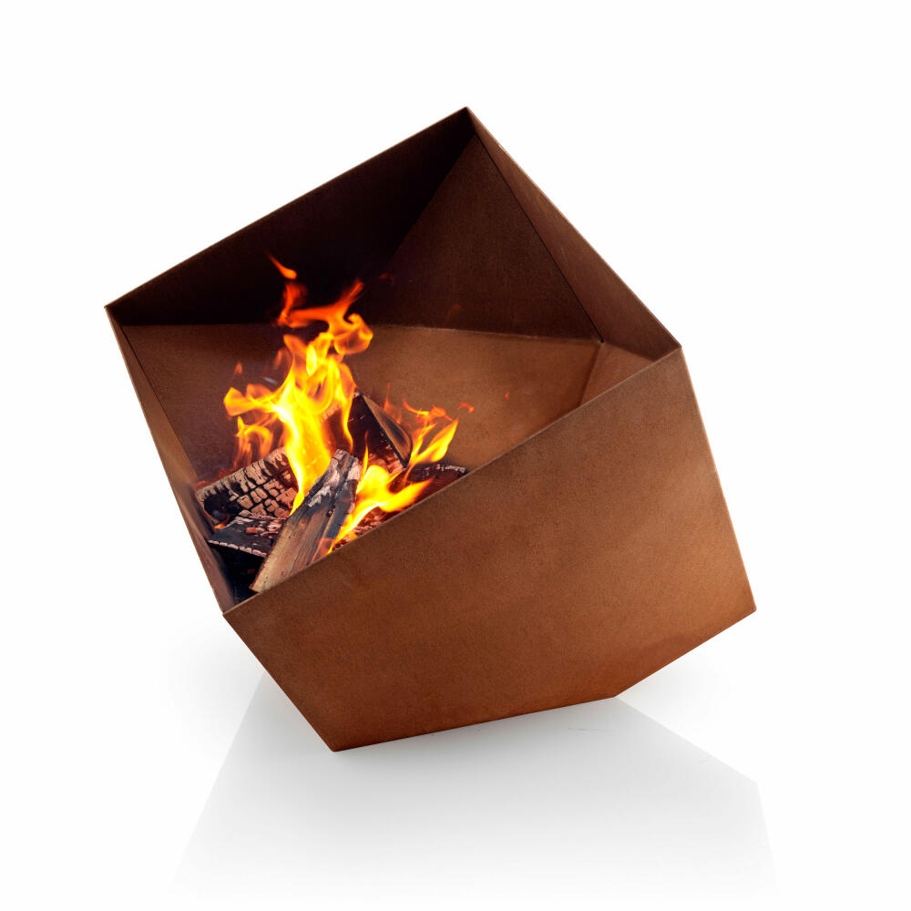 Eva Solo FireCube Gartenkamin, Garten Kamin, Feuerstelle, Holzofen, Gartenofen, Cortenstahl, H 45.2 cm, 571144