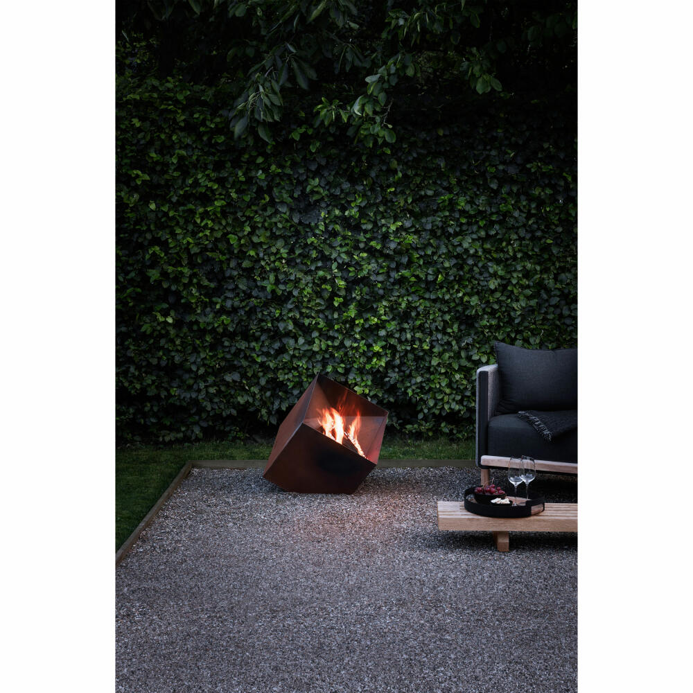 Eva Solo FireCube Gartenkamin, Garten Kamin, Feuerstelle, Holzofen, Gartenofen, Cortenstahl, H 45.2 cm, 571144