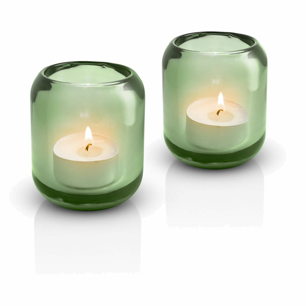 Eva Solo Acorn glass candle holder set of 2, lantern, tealight holder, glass, pine, 8 cm, 571378