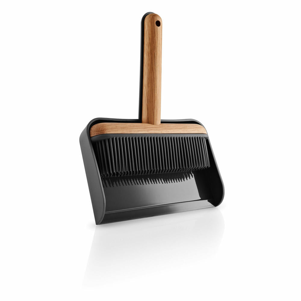 Eva Solo hand brush and dustpan, dustpan set, oak wood, plastic, silicone, black, 530671