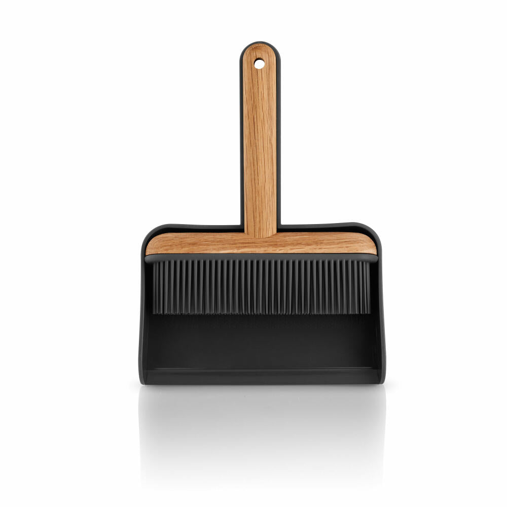 Eva Solo hand brush and dustpan, dustpan set, oak wood, plastic, silicone, black, 530671