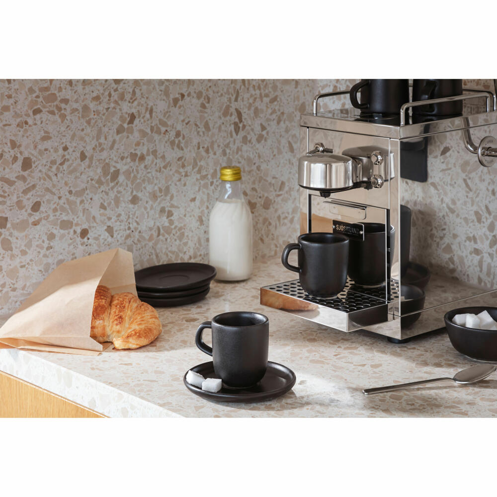 Eva Solo Nordic kitchen espresso cup with saucer, espresso cup, coffee cup, stoneware, black, 65 ml, 512705