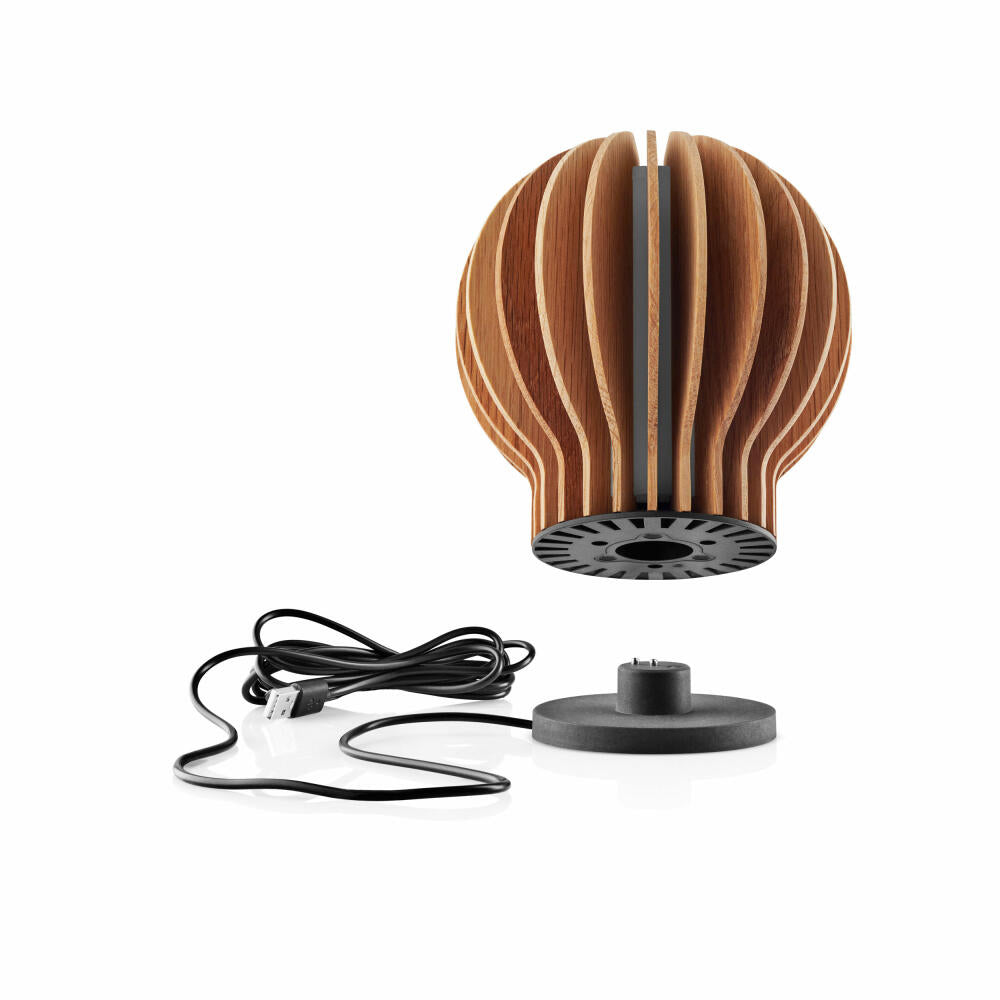Eva Solo Radiant Rund LED-Leuchte Oak, Kabellos, Tischleuchte, LED-Lampe, Tischlampe, Eichenholz / Kunststoff, H 15 cm, 571383