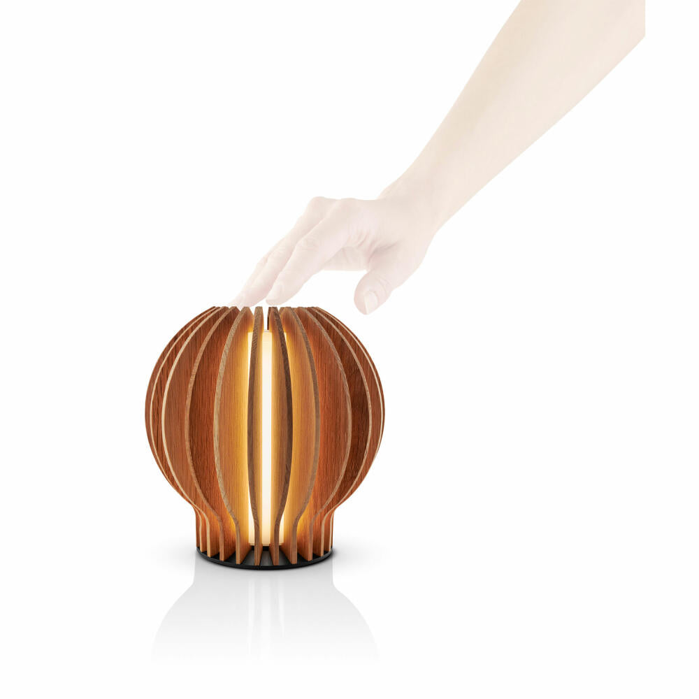 Eva Solo Radiant Rund LED-Leuchte Oak, Kabellos, Tischleuchte, LED-Lampe, Tischlampe, Eichenholz / Kunststoff, H 15 cm, 571383