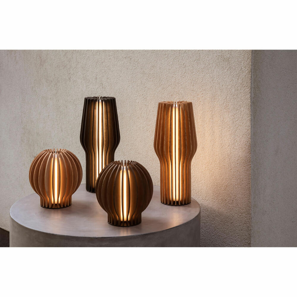 Eva Solo Radiant Rund LED-Leuchte Oak, Kabellos, Tischleuchte, LED-Lampe, Tischlampe, Eichenholz / Kunststoff, H 15 cm, 571383