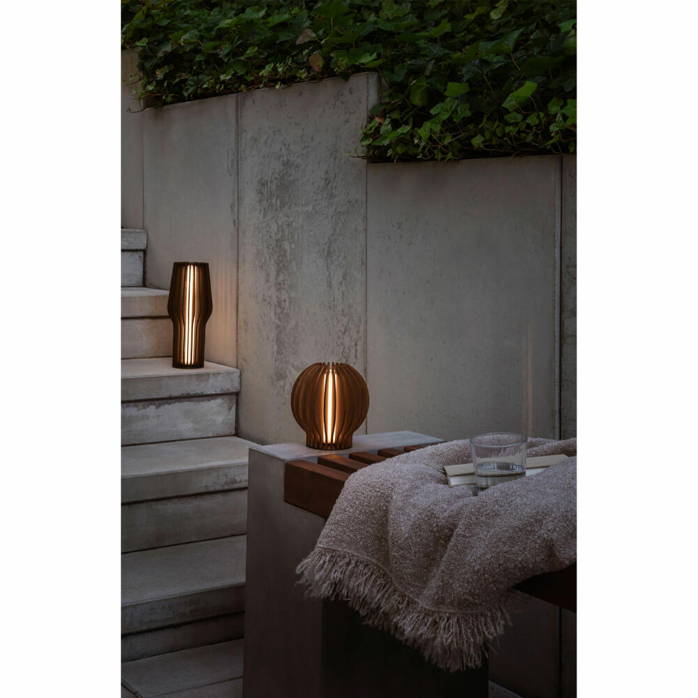Eva Solo Radiant Rund LED-Leuchte Oak, Kabellos, Tischleuchte, LED-Lampe, Tischlampe, Eichenholz / Kunststoff, H 15 cm, 571383