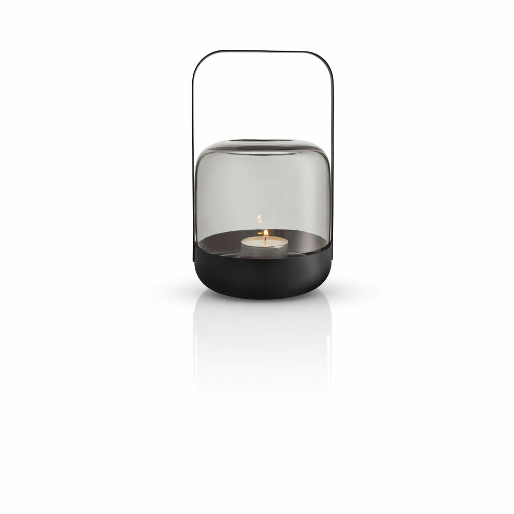 Eva Solo Acorn Windlicht Stone, Kerzenhalter, Kerzenständer, Mundgeblasenes Glas / Pulverbeschichteter Stahl, H 20 cm, 571393