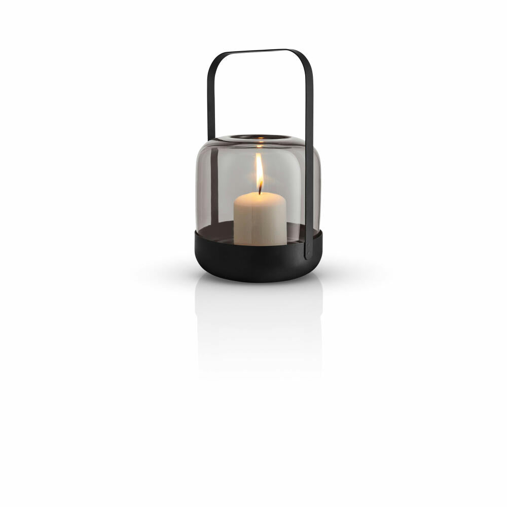 Eva Solo Acorn Windlicht Stone, Kerzenhalter, Kerzenständer, Mundgeblasenes Glas / Pulverbeschichteter Stahl, H 20 cm, 571393