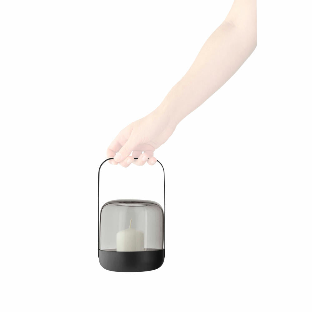 Eva Solo Acorn Windlicht Stone, Kerzenhalter, Kerzenständer, Mundgeblasenes Glas / Pulverbeschichteter Stahl, H 20 cm, 571393