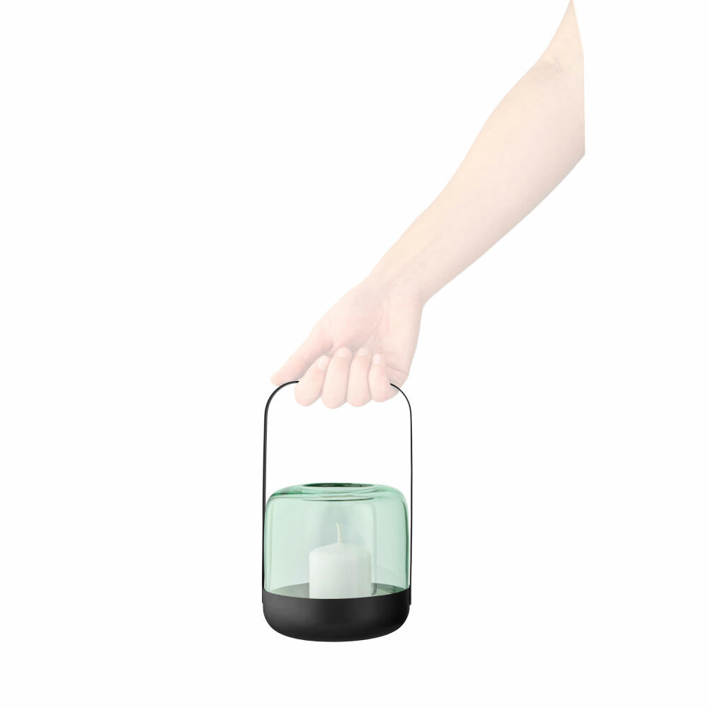 Eva Solo Acorn Windlicht Mint Green, Kerzenhalter, Kerzenständer, Mundgeblasenes Glas / Pulverbeschichteter Stahl, H 20 cm, 571394