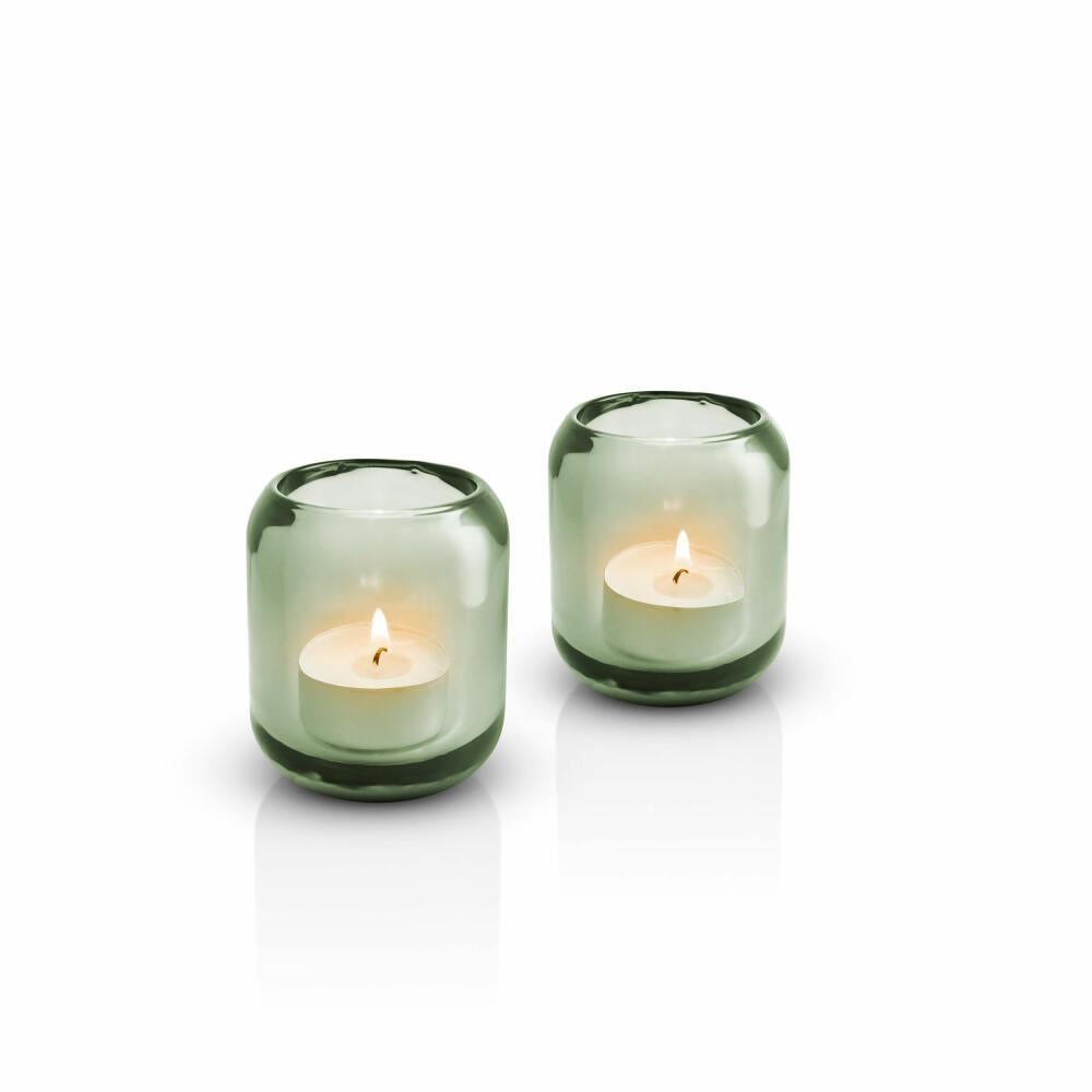 Eva Solo Acorn Glaskerzenhalter Leaf Green, 2er Set, Teelichthalter, Kerzenhalter, Windlicht, UV-beständiges Glas, Grün, H 8 cm, 571380