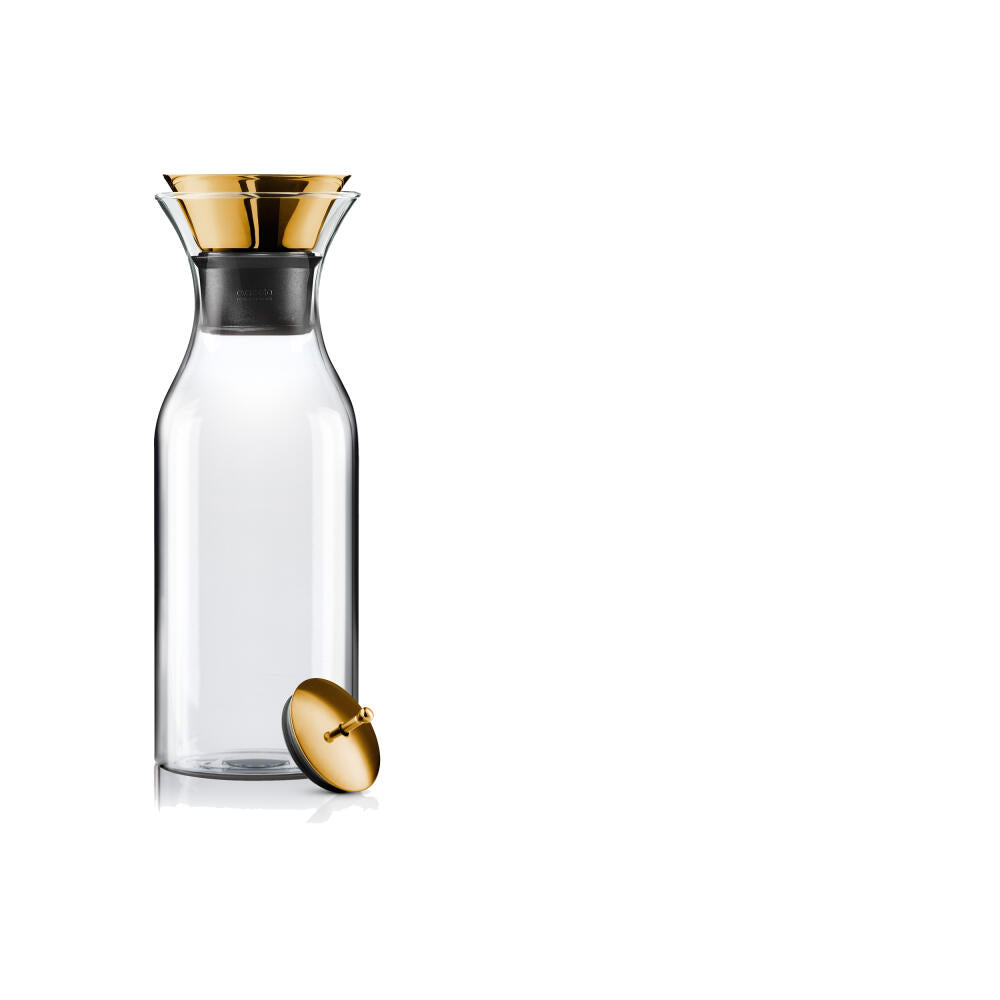 Eva Solo refrigerator carafe with tilting lid, borosilicate glass, PVD-coated stainless steel, silicone, brass, 1 L, 568054