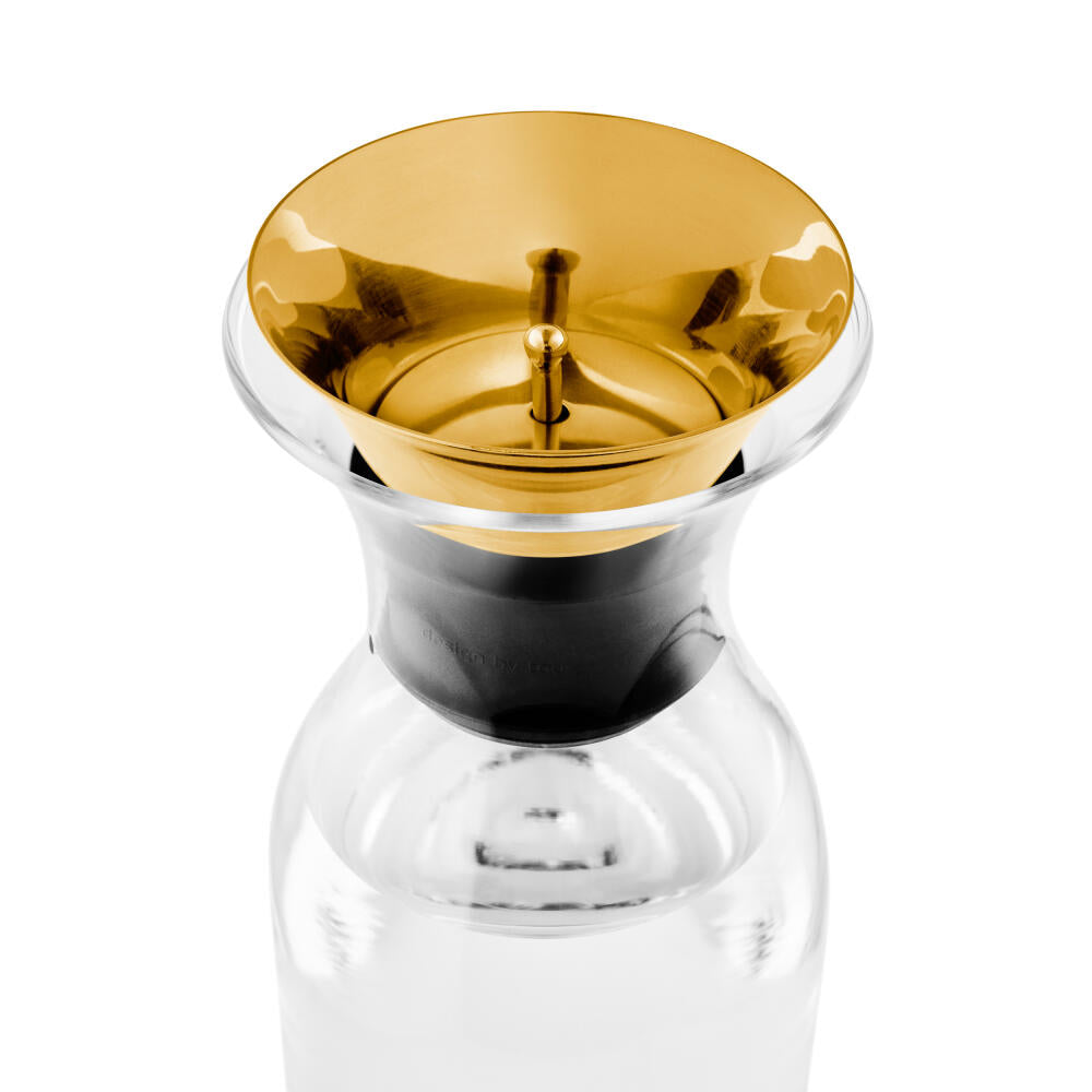 Eva Solo refrigerator carafe with tilting lid, borosilicate glass, PVD-coated stainless steel, silicone, brass, 1 L, 568054
