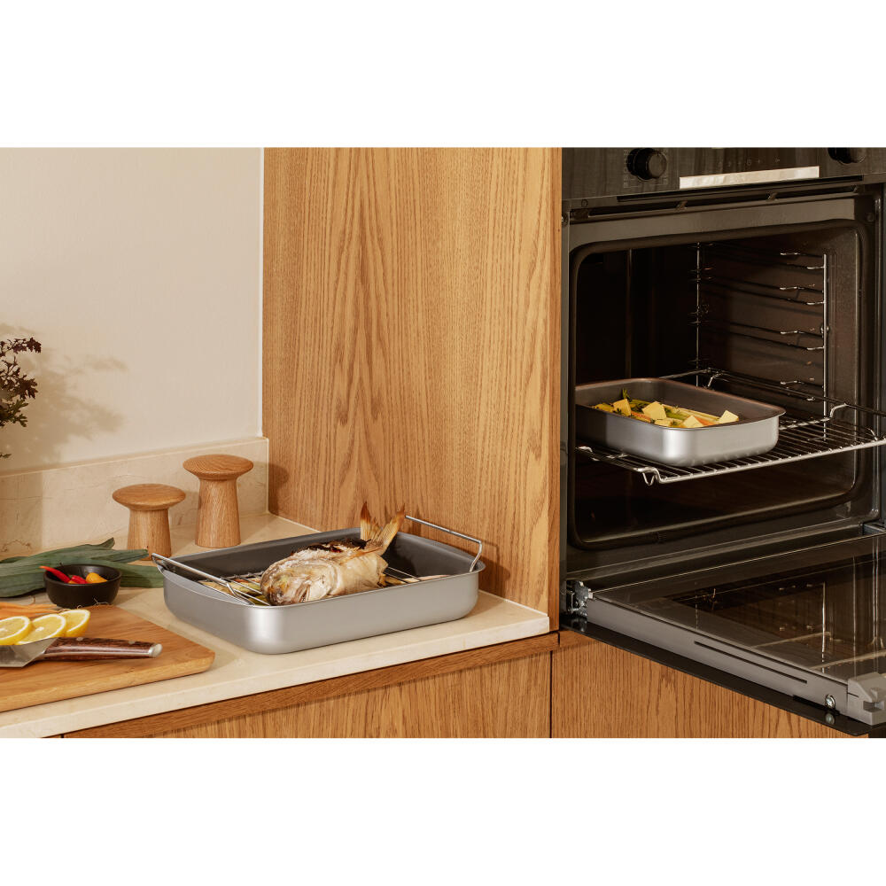 Eva Solo Roaster Professional with Rack, Aluminium, Stainless Steel, Ceramic Slip-Let Non-Stick Coating, Grey, 26 x 19 cm, 202034