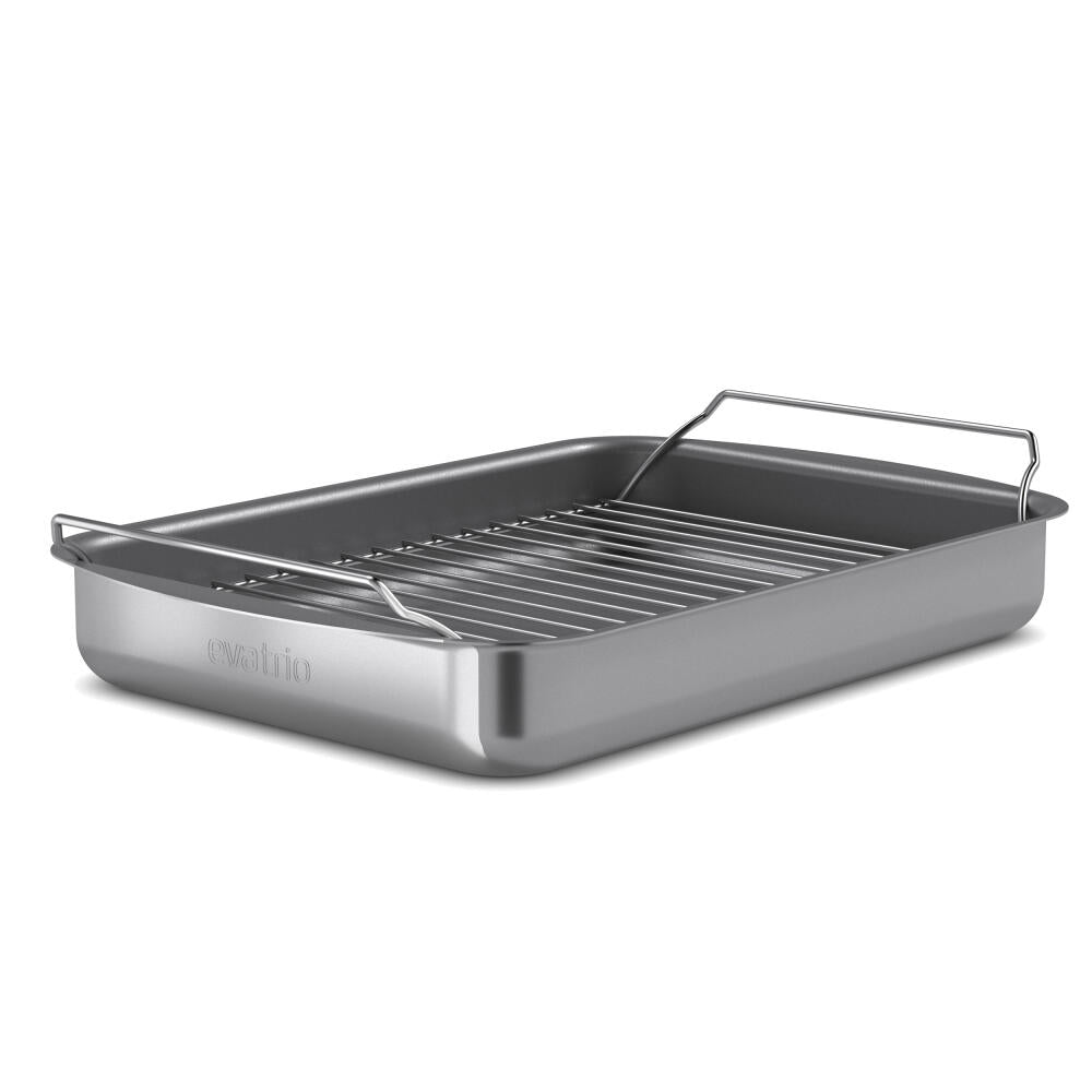 Eva Solo Roaster Professional with Rack, Aluminium, Stainless Steel, Ceramic Slip-Let Non-Stick Coating, Grey, 35 x 25 cm, 202036