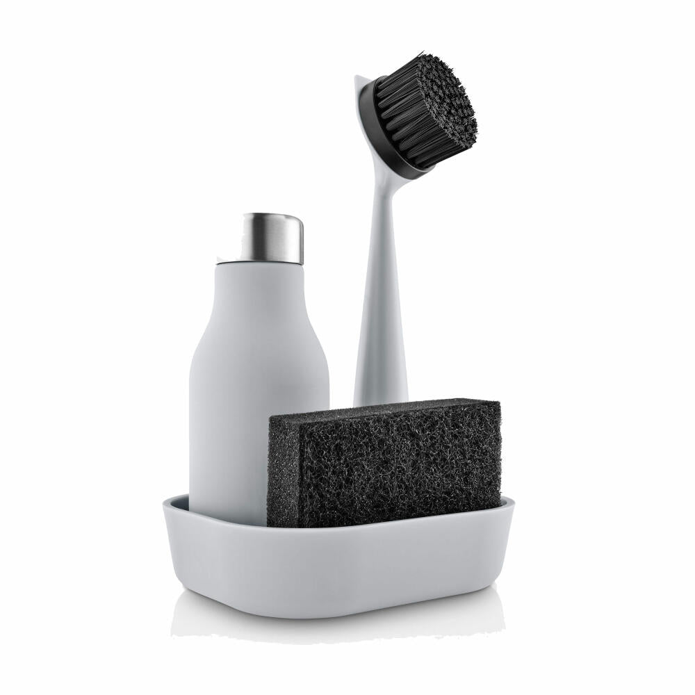 Eva Solo Küchenset 4-tlg., Bürste, Schwamm, Seifenspender, Kunststoff, Marble Grey, 530694