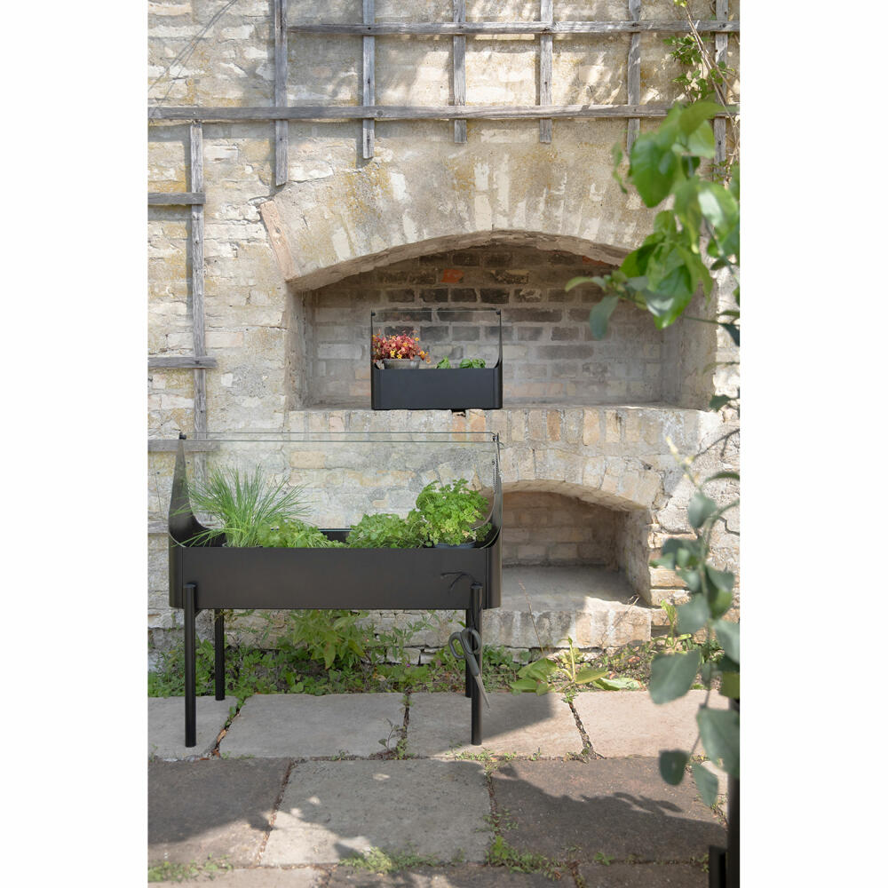 Eva Solo Pflanzenbox Simply Grow mit Gewächshaus, Aluminium, Glas, Kunststoff, Schwarz, 73 x 80 x 33 cm, 741010011