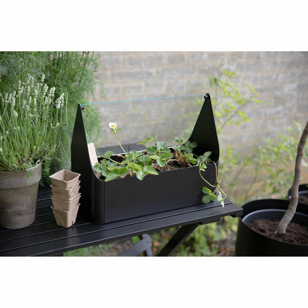 Eva Solo Mini-Gewächshaus Simply Grow, Aluminium, Glas, Kunststoff, Schwarz, 32 x 42 x 20 cm, 741010015