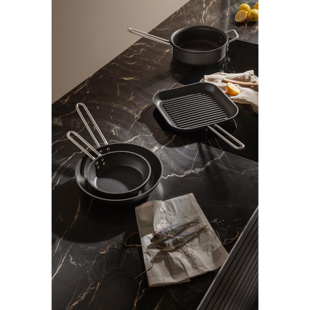 Eva Trio Professional Bratpfanne, Pfanne, Induktionsgeeignet, Aluminium, Edelstahl, Keramik Beschichtung, Black, 20 cm, 204820