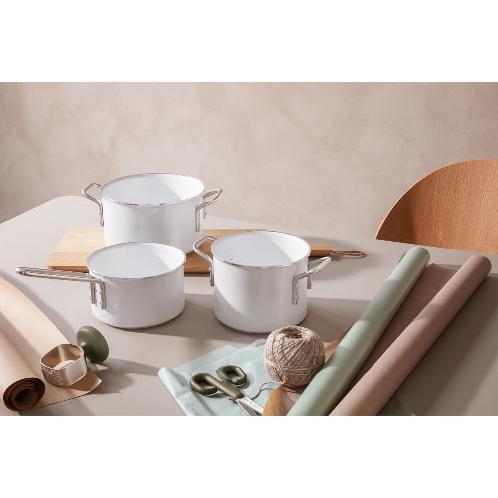Eva Trio White Line Kasserolle, Kochtopf, Aluminium, Edelstahl, Keramik Beschichtung, White, 1.1 L, 266611